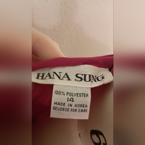 Vtg 80s Fuschia Tie-Neck Midi Dress - Picture 4 of 4